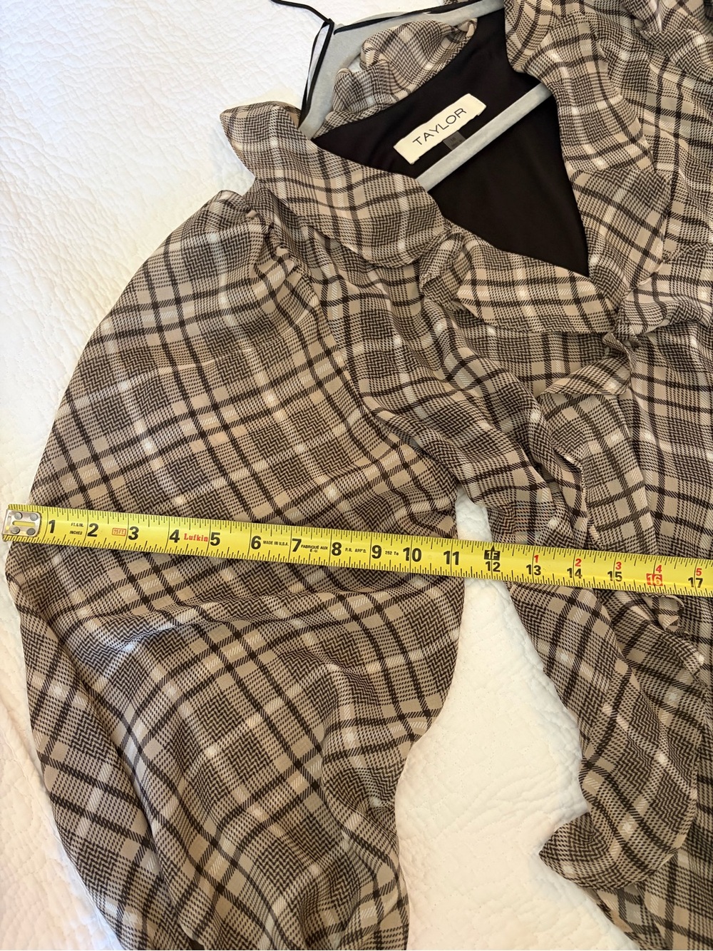 Taylor Long Plaid Ruffle-Front Dress - Picture 5 of 7